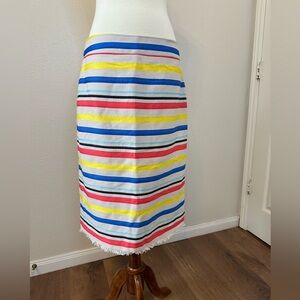 J. Crew Multicolor Striped Midi Skirt